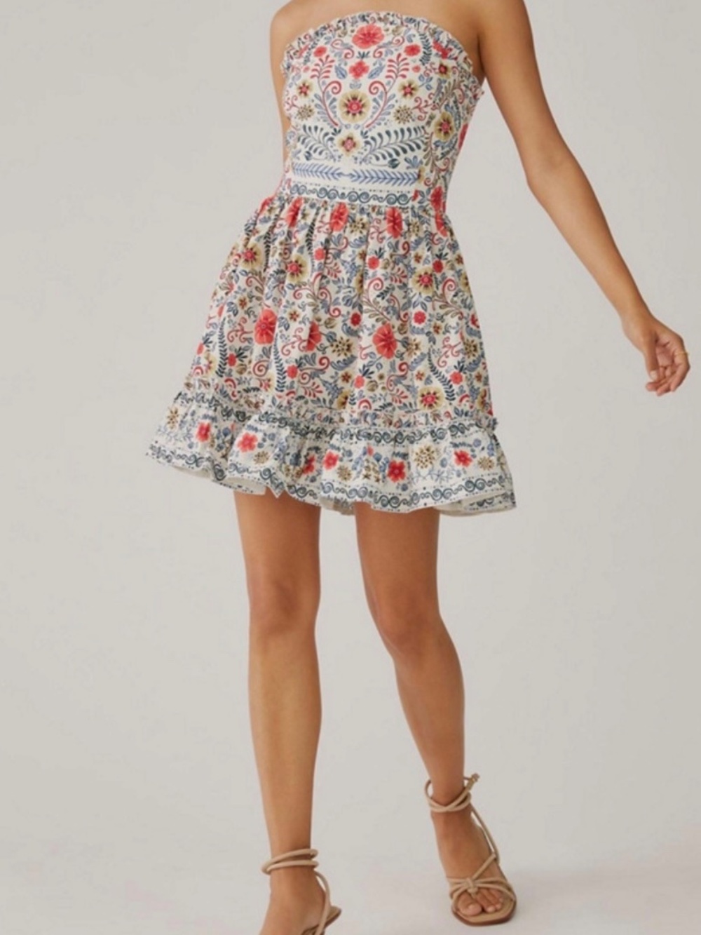 NWT Forever That Girl Anthropologie Strapless Floral Mini Dress L